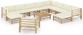 The Living Store - Bamboe loungeset - tuinmeubelen - 65x70x60cm - crèmewit