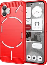 Mobigear Hoesje geschikt voor Nothing Phone (2) Telefoonhoesje Flexibel TPU | Mobigear Brushed Slim Backcover | Phone (2) Case | Back Cover - Rood
