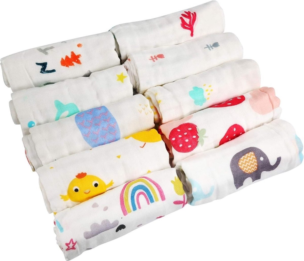 Babywashandjes, baby-badhanddoek, mousseline babywashandjes, katoenen handdoek, zachte handdoek voor pasgeborenen, baby's, kinderen, 30 x 30 cm, 10 stuks