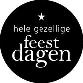 Sluitsticker - Sluitzegel - Hele Gezellige Feestdagen | Kerst – Christmas - Feestdagen | Zwart - Wit - Ster | Kerstkaart - Envelop sticker | Cadeau - Gift - Cadeauzakje - Traktatie | Chique inpakken | Label | DH collection