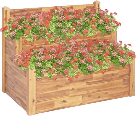 The Living Store Jardinière en bois - 110 x 75 x 84 cm - bois d'acacia massif