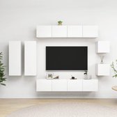 The Living Store Wandmeubelset - TV-meubels - 80 x 30 x 30 cm - wit spaanplaat