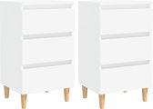 The Living Store Bedkastjes - Scandinavisch design - 40x35x69 cm - Wit - 3 lades