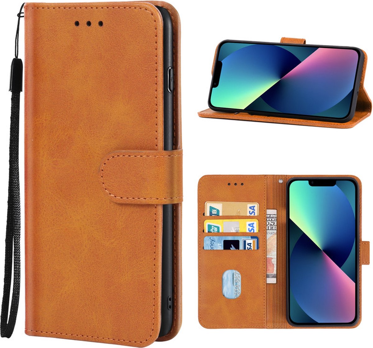 iPhone 12 PRO MAX Hoesje - Leren Cover - Klaphoesje Book Case - PU Leer - Bruin - Provium