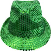 2 stuks gleufhoed - trilby hoedje - deuk hoedje - pailletten hoed - groen