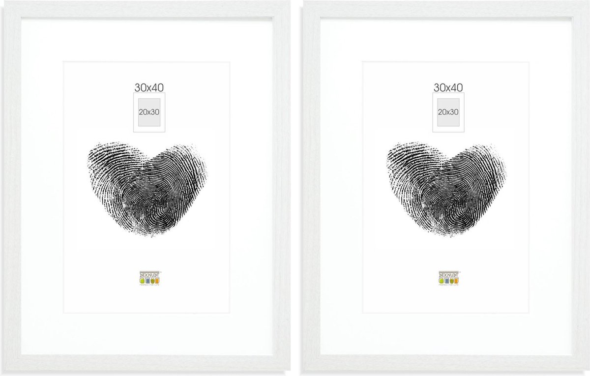 Deknudt Frames fotowand - 2 witte fotolijsten - foto 20x30/30x40 - met passe-partout
