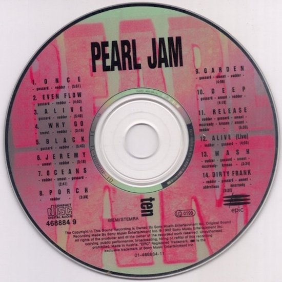 Pearl Jam Ten - Rock CD album met Once en Alive - 2004 | bol