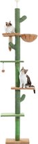 Homesell Krabpaal - verstelbaar hoogte - Kattenkrabpaal - Krabpaal voor katten - Kattenspeeltjes - Katten - 43L x 27B x 228-260H cm - Groen