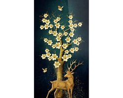 Happy Painter Diamond Painting Volwassenen - Hert en Kleurrijke Boom - 50x80 cm - Diamond Painting Pakket Volledig