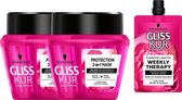 Gliss Kur Haarmasker - Supreme Length - 2 x 250 ml + Weekly Therapy Sachet