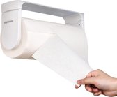 Porte-serviettes en papier Geen perçage, porte-serviettes en papier à une main, support mural pour rouleau de papier, organisateur de rangement (blanc)