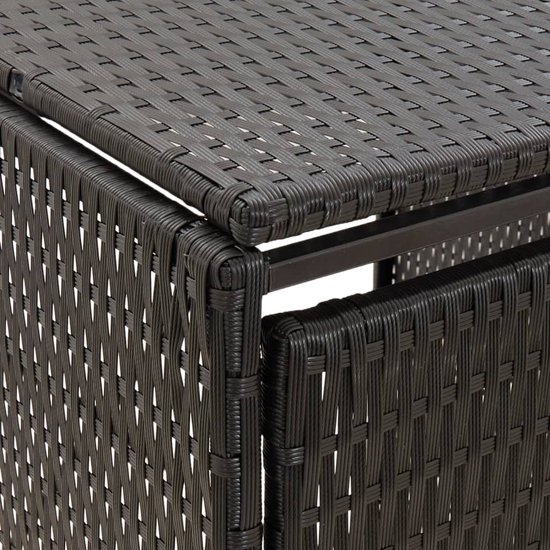 Detail van de geweven textuur van een zwarte containerberging.
