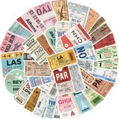 Tickets Stickers - 50 stuks met Concerttickets, Vliegtickets, Treintickets - Voor Koffer, Laptop, Muur, Journal etc. 7x7,5CM