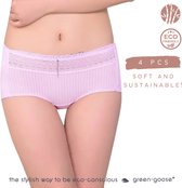 green-goose® Bamboe Dames Slip | 4 Stuks | Roze | Maat S/M | Duurzaam, Stretchy en Superzacht!