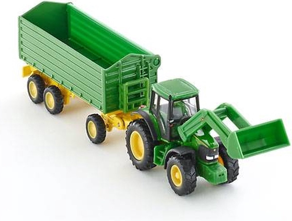 SIKU 1843, John Deere met Voorlader en Aanhangwagen, schaal 1:87, metaal/kunststof — cadeau in Spellen & Speelgoed - foto 2