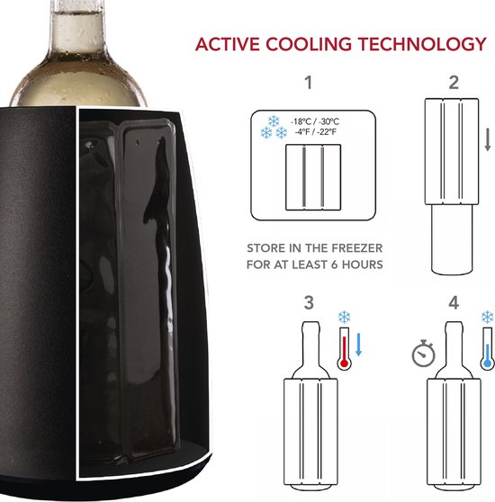 Vacu Vin Active Cooler Wine Elegant | Wijnkoeler | Zwart - VacuVin