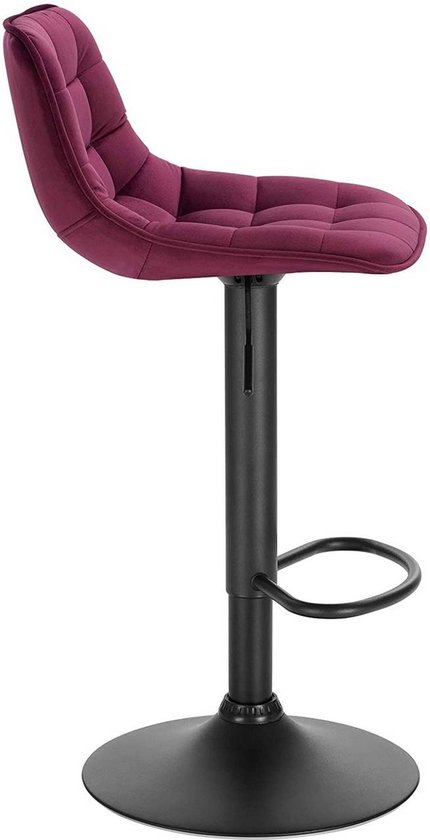 Tabourets de bar Jerino - Avec dossier - Rouge - Set de 2 - Cuisine - Chaises de bar ergonomiques - Réglable en hauteur - Hauteur d'assise 60-82cm
