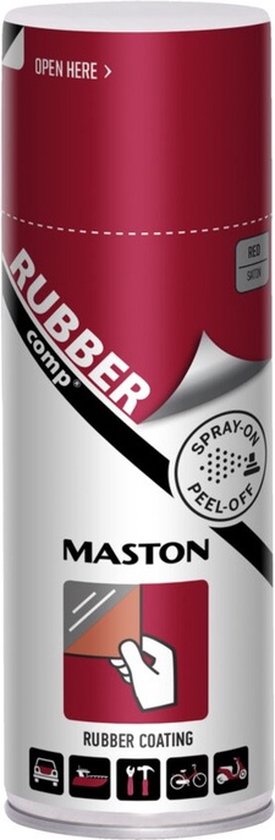 Maston Rubbercomp spray - Zijdeglans - Rood - rubber coating - 400 ml