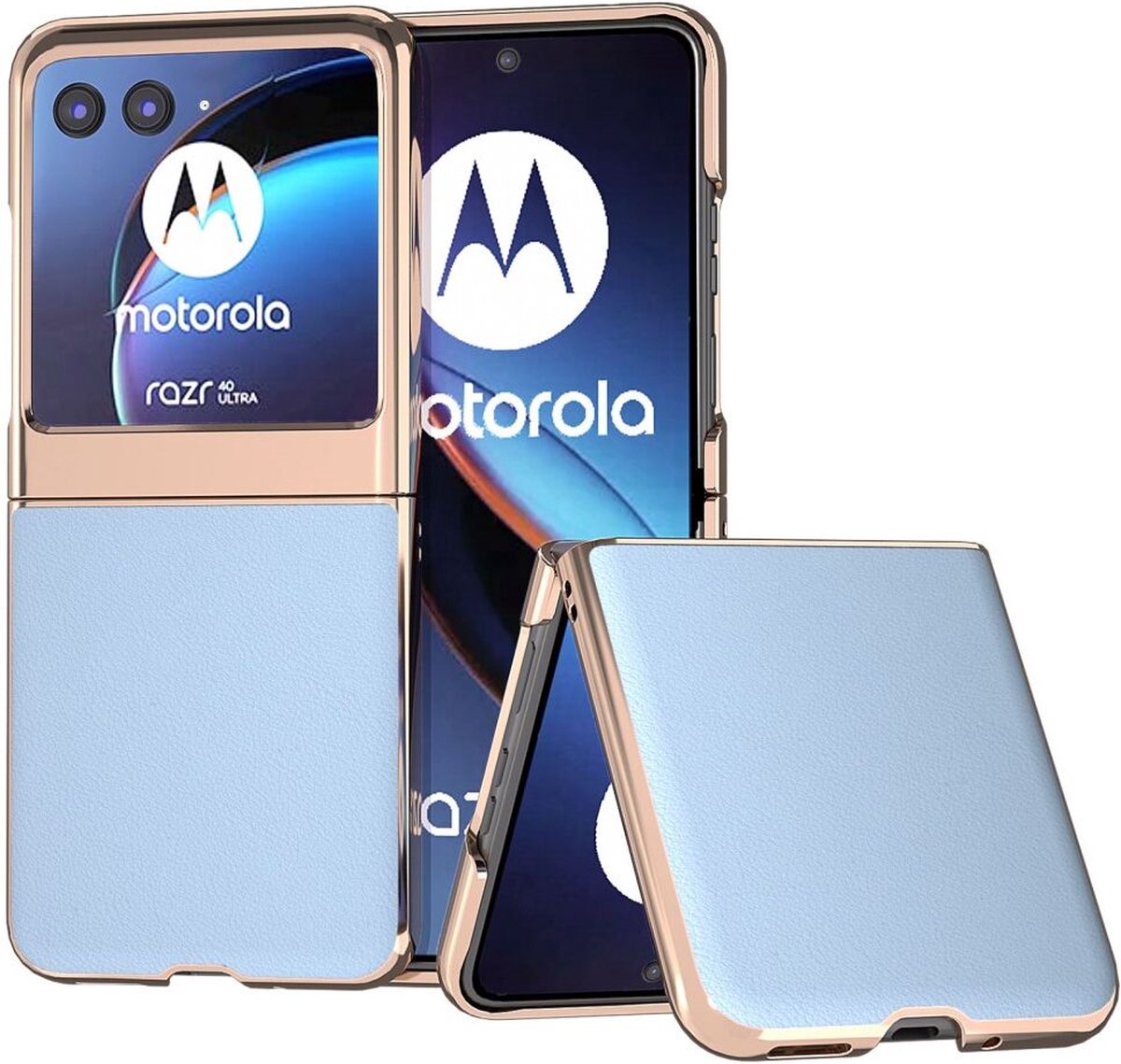 Motorola Razr 40 Ultra Hoesje Leer Back Cover Blauw