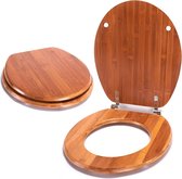 Bol.com WC-bril wc-deksel bamboe "Bamboo" scharnieren van roestvrij staal - hoogwaardige en stabiele kwaliteit aanbieding