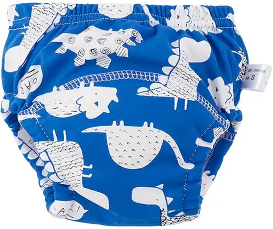 Foto: Oefenbroekje zindelijkheidstraining potty training blauw met dino print oefenbroek dinosaurussen uitwasbaar broekje zindelijk worden oefen met zindelijk worden 100 organisch katoen lichtgewicht broekje om te oefenen met zindelijk worden