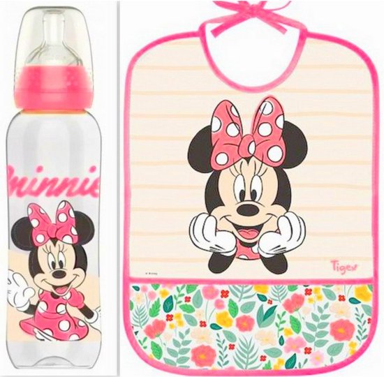 Babyflesje - Tigex | Disney | Minnie set: fles 330 ml+ slabbetje | 6+m | ... | korting 6+ m