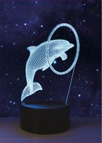 GiftsHome - 3D Illusie Lamp - LED - 7 verschillende lichtkleuren - 15cm - Dolfijn