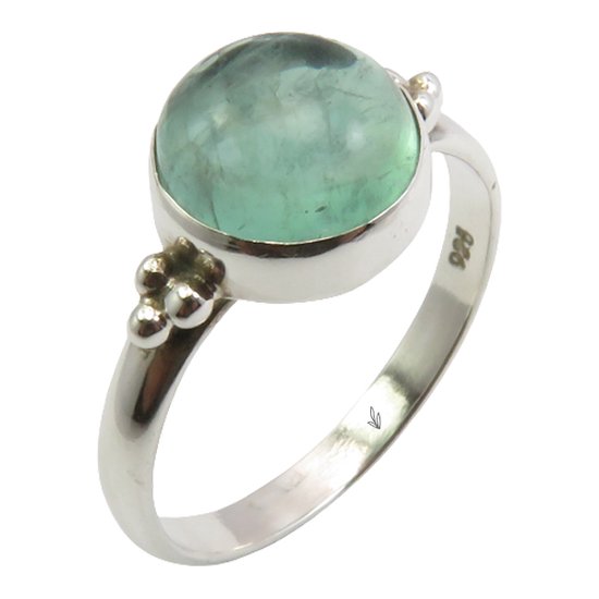 Natuursieraad -  925 sterling zilver groen apatiet ring maat 19.00 mm - boho edelsteen sieraad - natuursteen ring