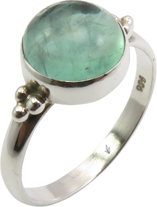 Nature jewellery - bague en argent sterling 925 apatite verte taille 18,25 mm - bijoux en pierres précieuses - fait main