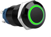 Interrupteur Push éclairage vert - avec prise - 19mm