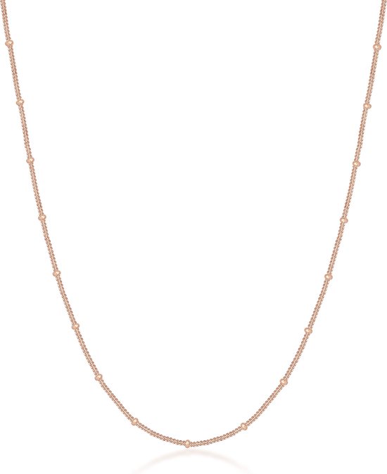 Fijne rosé gouden ketting met kleine bolletjes