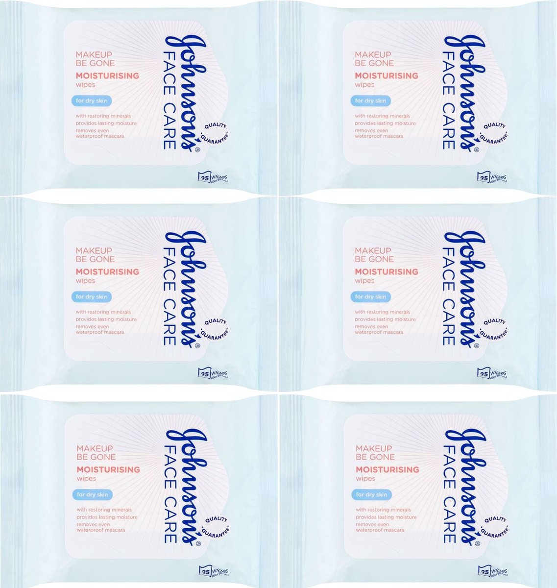 Goedkoopste Johnson's Make-Up Be Gone 5-in-1 Refreshing Cleansing Wipes - 6 x 25 wipes (voor droge huid