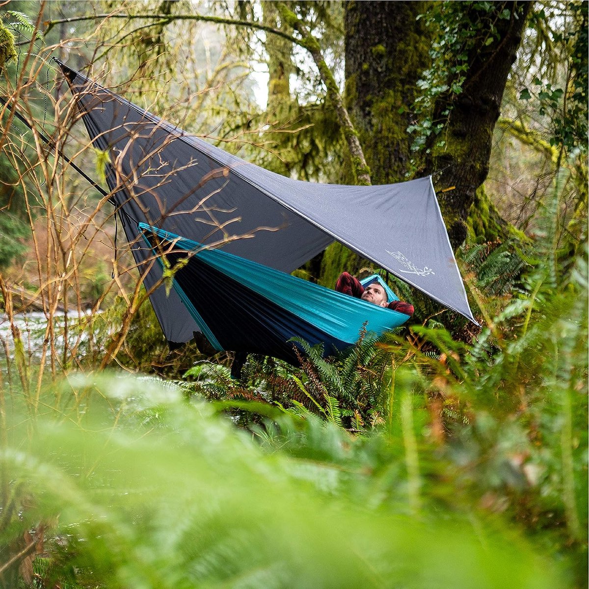Bâche Camping BLUEVER Imperméable - Abri Solaire 3x3m Anti-UV Abri Camping Anti Uv
