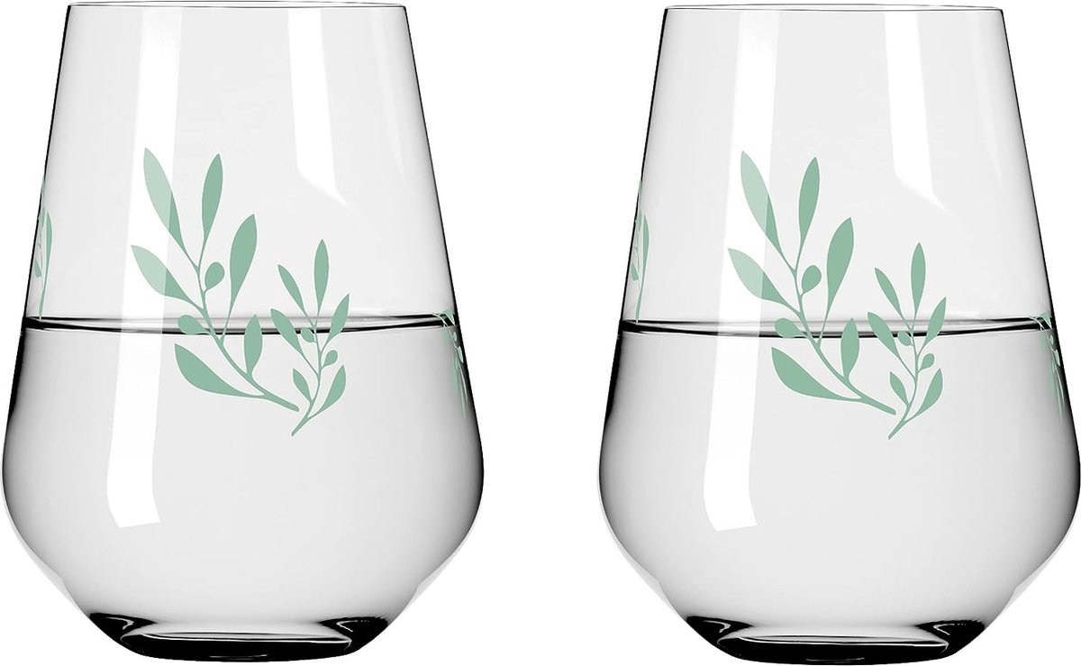 waterglas 500 ml set van 2 – Organix nr. 1 – organische kleur groen, 45% gerecycled glas
