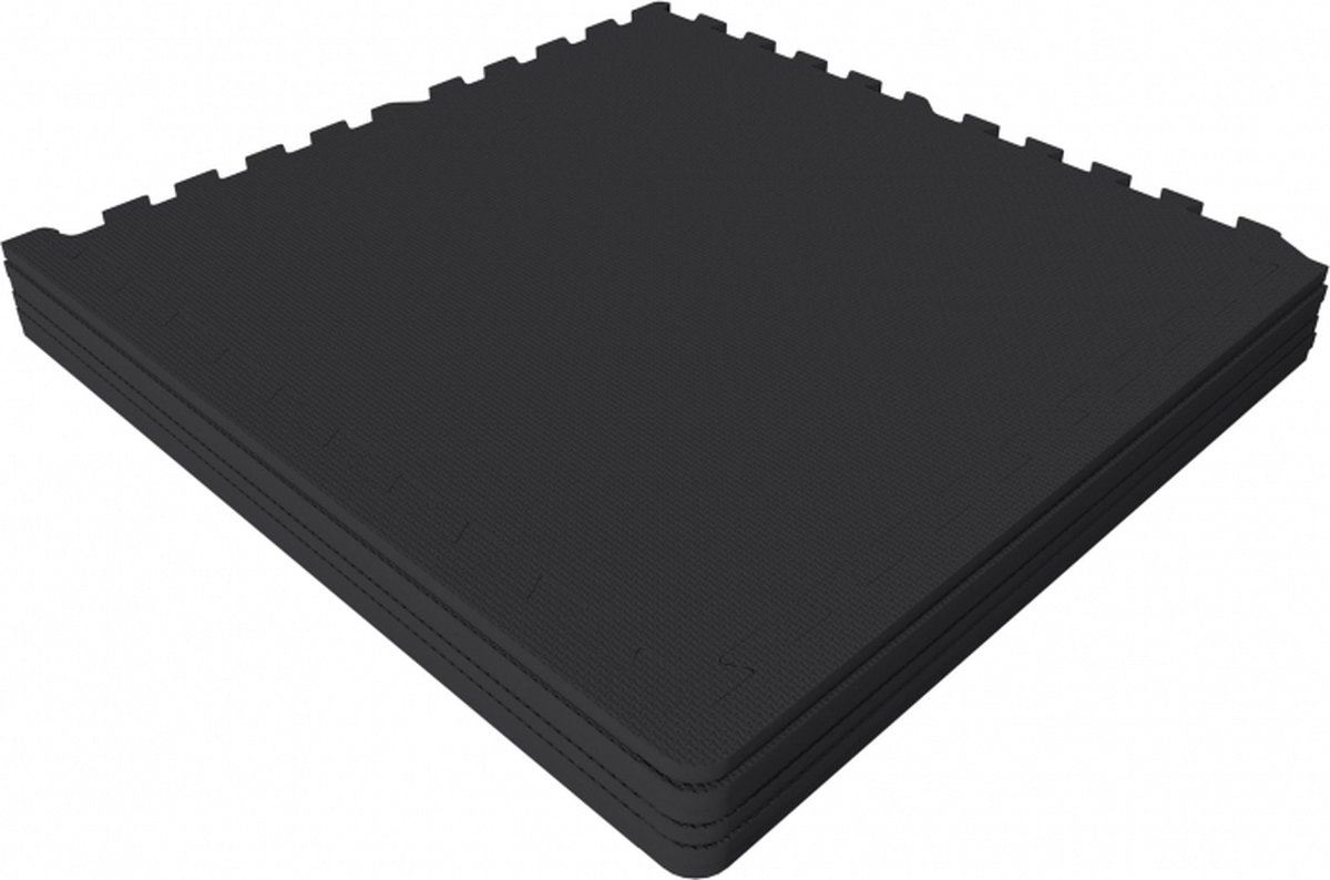 Gorilla Sports Vloermatten - Beschermingsmatten - 6 matten + 12 eindstukken - Puzzel mat - Zwart