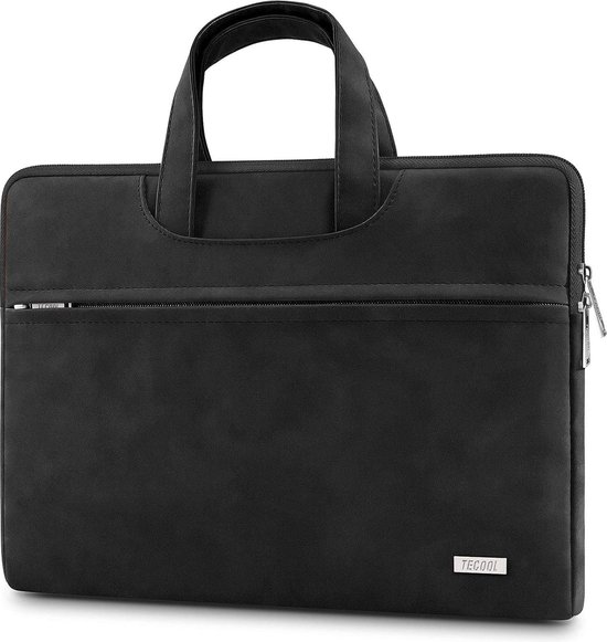 Laptoptas 15.6 inch - Zwart - 38 x 27 x 2.3 cm - Waterdicht - Beschermhoes - Laptopcover - Handtas laptop sleeve met handvat - Suede look - Hoogwaardige kwaliteit