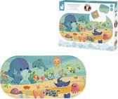Janod Badspeelgoed - Badpuzzel Oceaan - 28 Stukjes Die Op Het Water Drijven En Aan De Tegels Kleven - Stop Alle Stukjes In Het Meegeleverde Netje En Laat Ze Opdrogen - Geschikt Vanaf 3 Jaar