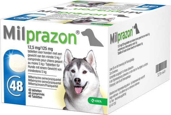 Milprazon Wormtabletten Hond 12,5mg/125mg Groot - 48 tabletten