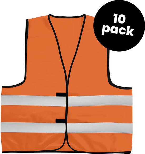 Pack de 10 gilets de sécurité orange - Gilets de sécurité orange - Gilets  de sécurité