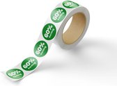 60% korting stickers - 40 mm rond - 500 stuks op rol - Kortingstickers - 60% korting - sale stickers 60%