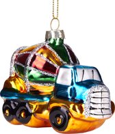 BRUBAKER Betonmixer Kleurrijk - Handbeschilderde Kerstballen van Glas - Handgeblazen Kerstboomversieringen Figuren Grappige Decoratieve Hangers Boombal - 8,5 cm