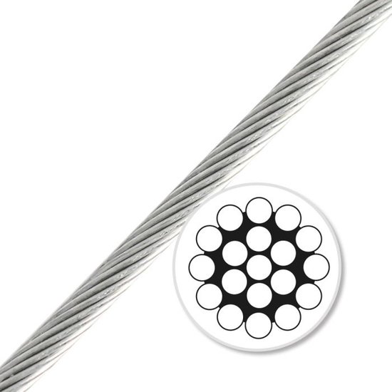 Longueur de 20 mètres de cable acier galvanisé diamètre 2,4 mm