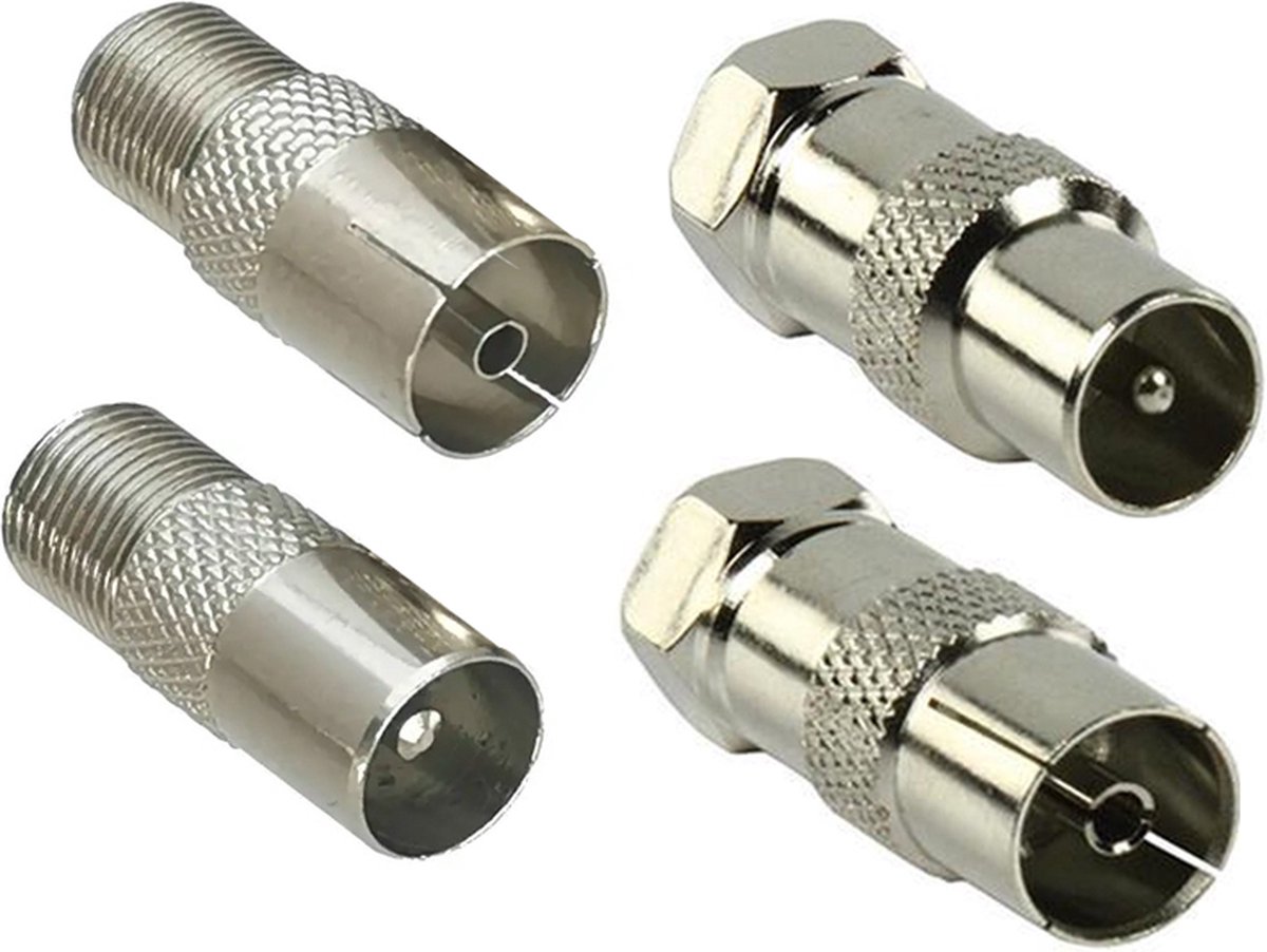 F naar COAX adapters. Set van 4 (mannelijk en vrouwelijk)
