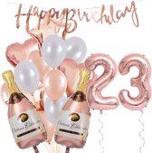 23 Jaar Verjaardag Cijferballon 23 - Feestpakket Snoes Ballonnen Pop The Bottles - Rose White Versiering