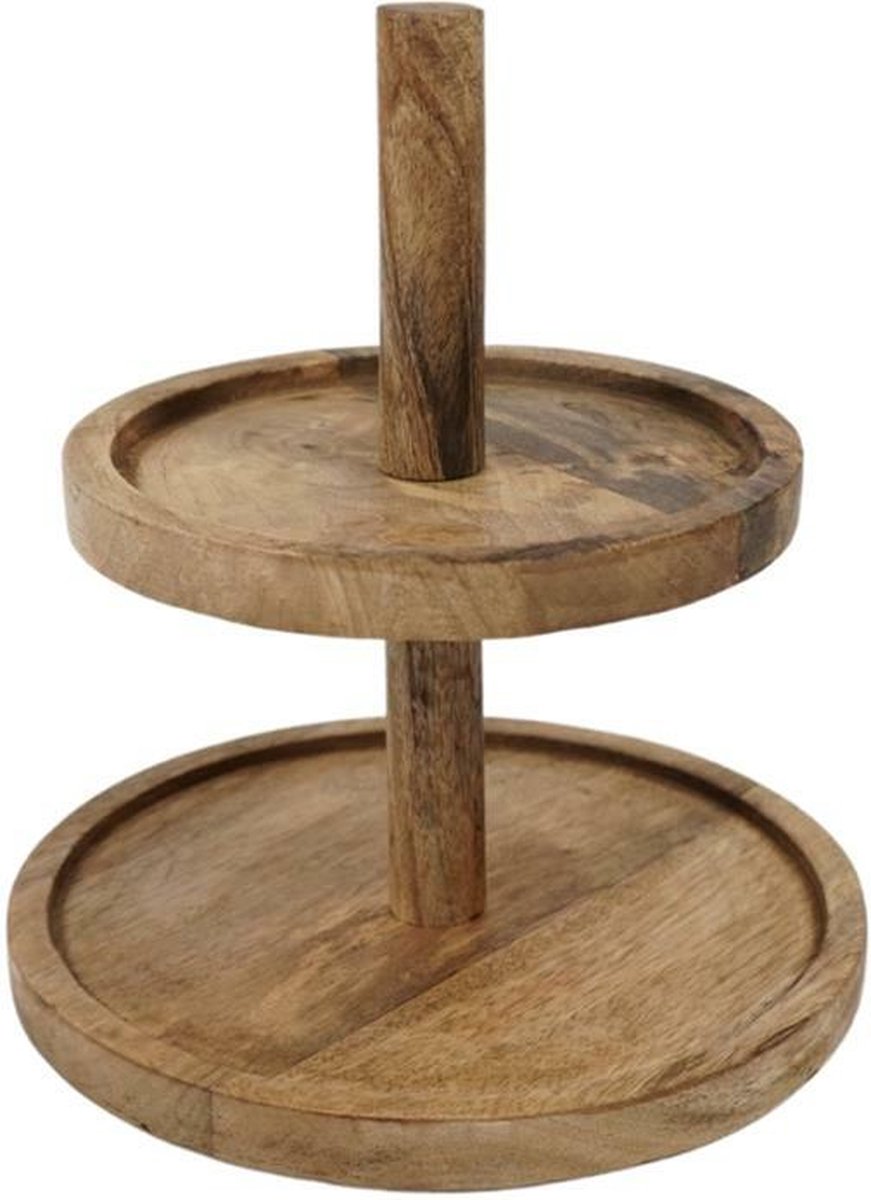 FoodSafe Etagére 2 laags - Mango Hout - 25 x 28 cm