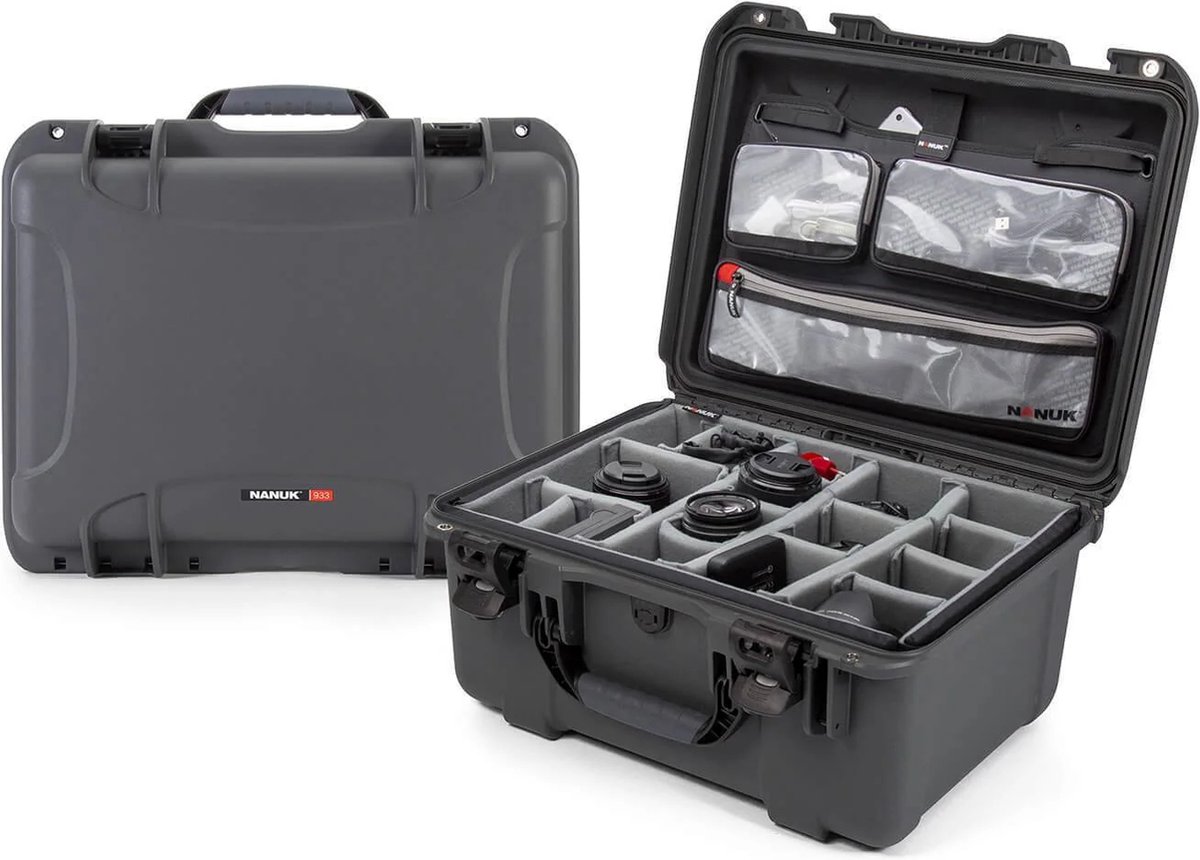 Nanuk 933 Case w/lid org./divider - Graphite - Pro Photo Kit case