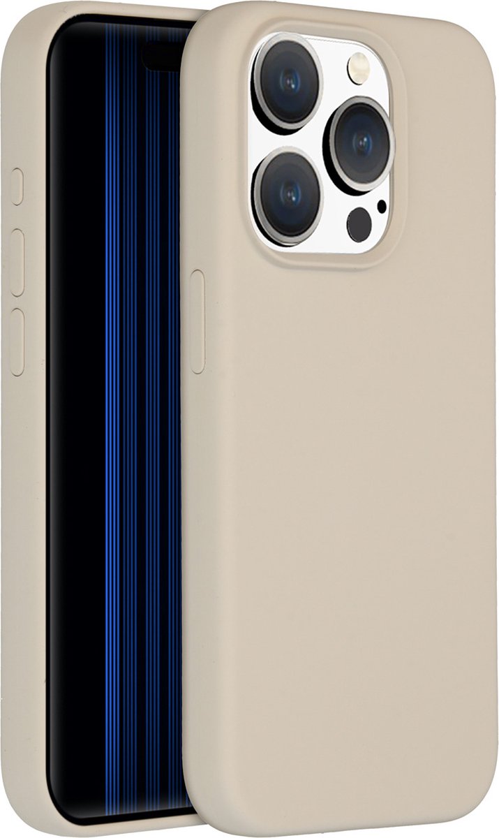Accezz Hoesje Geschikt voor iPhone 15 Pro Hoesje Siliconen - Accezz Liquid Silicone Backcover met Geschikt voor MagSafe - beige