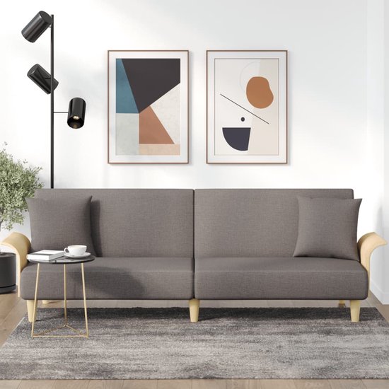 The Living Store Slaapbank - Taupe - 224 x 89 x 70 cm - Verstelbare rugleuning - Comfortabele zitting