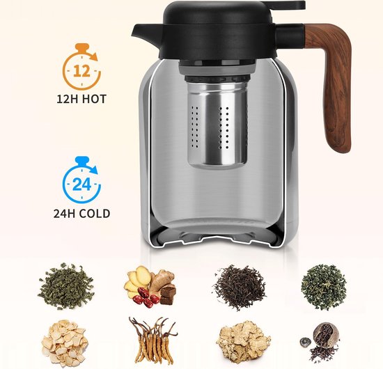 Thermosfles 1 l, thermosfles met handvat, geïsoleerde roestvrijstalen drinkfles, 100