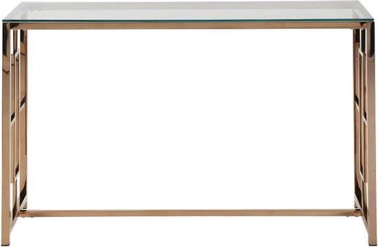 PASCAL MORABITO Table d'appoint CLOTILDE - Verre trempé et acier - Couleur cuivre - par Pascal Morabito L 120 cm x H 78 cm x P 40 cm